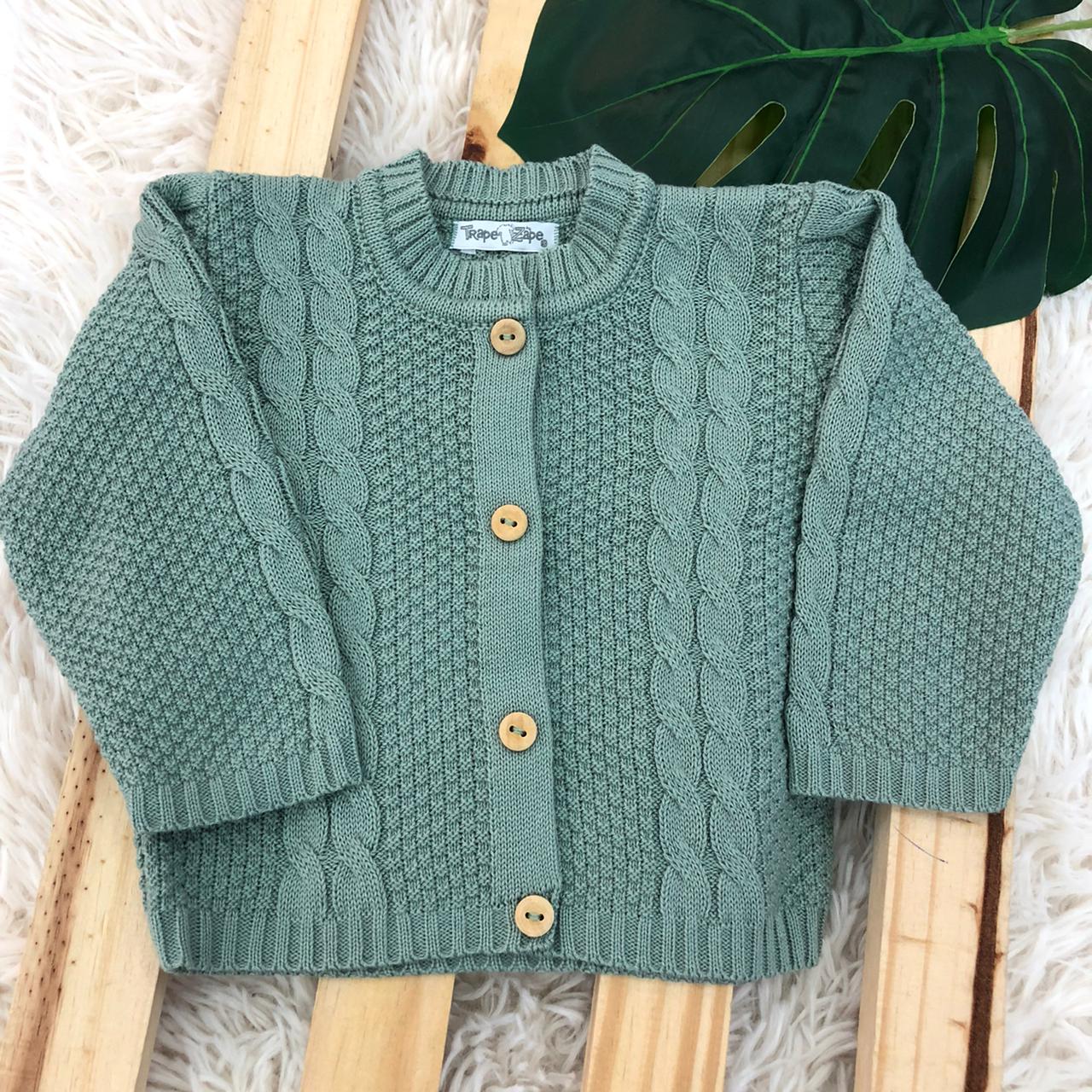  Casaco de linha Trança Verde Plix